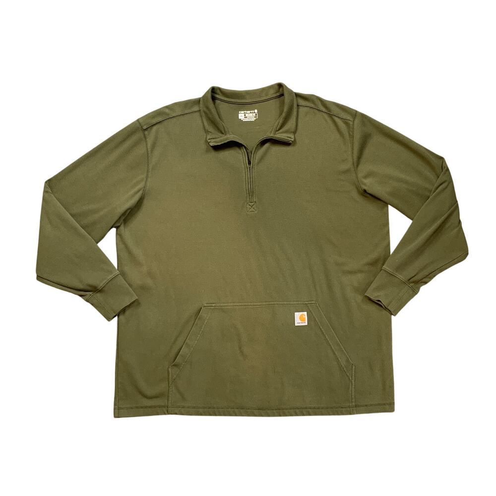 Carhartt Sweatshirt Mens 3XL Moss Relaxed Fit Heavyweight Long Sleeve Half Zip